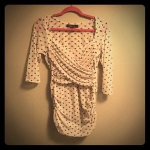 Sweet pea mesh polka dot blouse